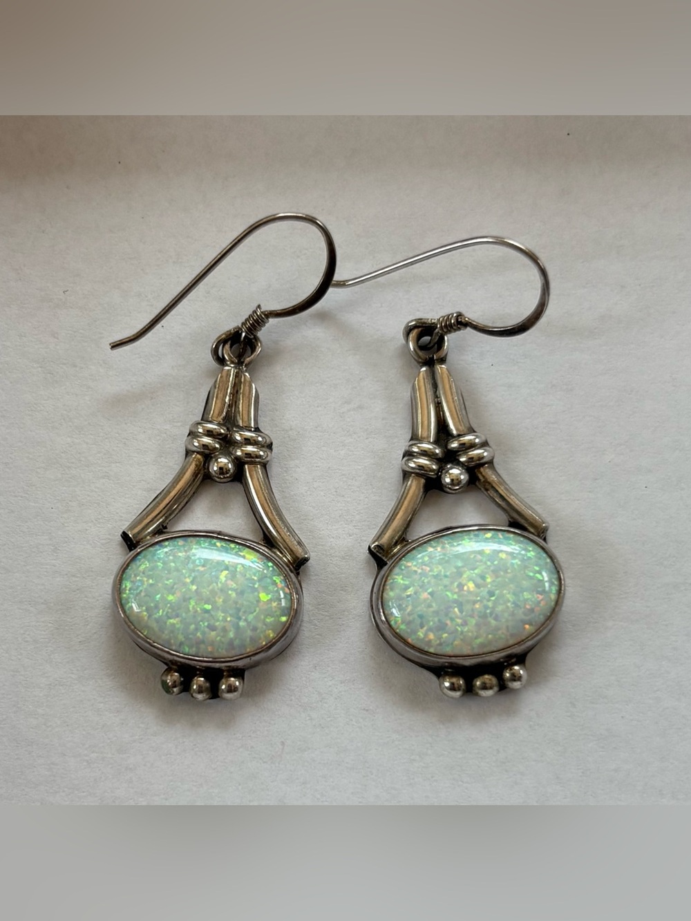 Running Bear Lab Opal and Sterling Silver Earrings